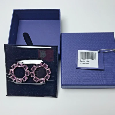 Новый в коробке GIft Millenia большой обруч серьги восьмиугольной огранки розовый родий покрытием - Изображение 1 из 4