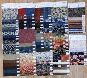 Huge lot OOP Kaufman Cotton Asian Print, Homespun & Metallic Salesman Headers - Picture 1 of 7