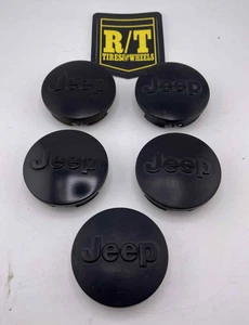 5x 63mm Jeep Gloss Black Wheel Center Caps Fits Grand Cherokee Wrangler Compass - Picture 1 of 8