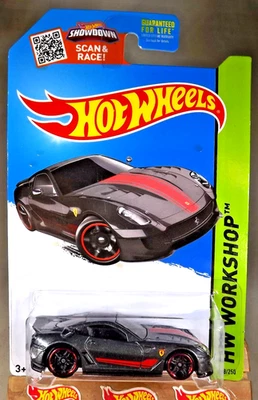 Hot Wheels #188 HW Workshop-Thrill Racers Ferrari 599XX 2015 gris con negro Pr5 Sp Foto 1 de 4