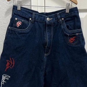 FUBU The Collection Baggy Jean Shorts Wide Leg Size 18 Blue Denim - Picture 1 of 7