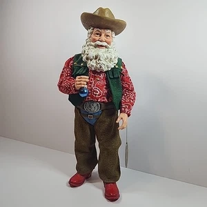 Clothtique Possible Dreams Santa Christmas Cowboy Red Boots Chaps Holding Bulb - Picture 1 of 8