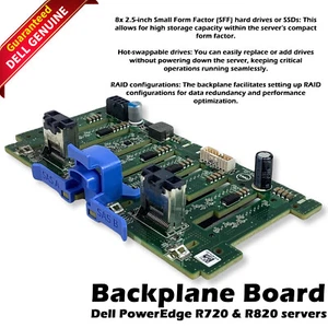 Dell 22FYP PowerEdge R720 R820 8x 2.5" SFF Hard Drive Backplane HDD V2 CN-022FYP - Picture 1 of 8