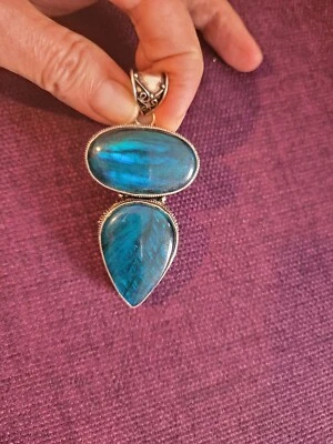 Labradoritanhänger mit Kette,  925er Silber - Bild 1 von 4