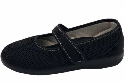 OrtoMed Damen Hausschuh Ballerina Schwarz Schuhe