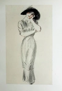 Paul-César HELLEU : Mademoiselle Medjé Conquy timide, GRAVURE, 1913 - Imagen 1 de 7