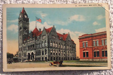Carte postale vintage années 1920 City Hall Bay City Michigan
