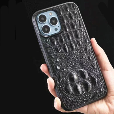 Genuine Crocodile Leather Case for iPhone 16 Pro Max 15 Alligator Military Cover - Image 1 of 4