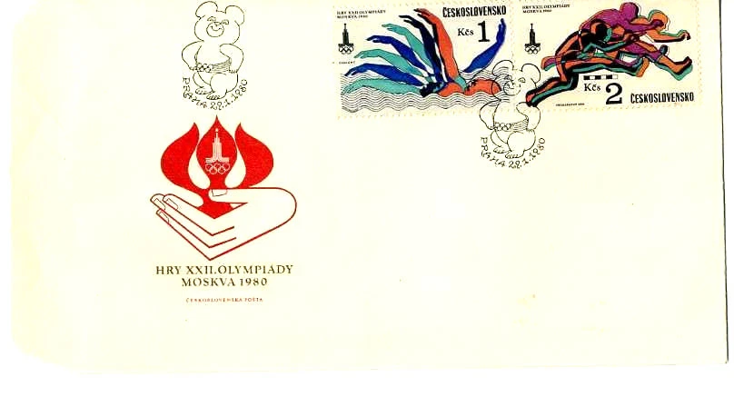 1980 CZECHOSLOVAKIA Ceskoslovensko XXII Olympics MOSCOW Stamps FDI Prague - Image 1 of 3