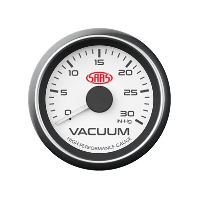 SAAS 30 In-Hg Vacuum Gauge White Dial Face 52mm Muscle Series 4 Colour Backlight - Image 1 of 4
