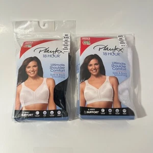 2-Playtex 18 Stunden Ultimate Schulter Komfort BH Weiß/Schwarz 44C Neu - Bild 1 von 4