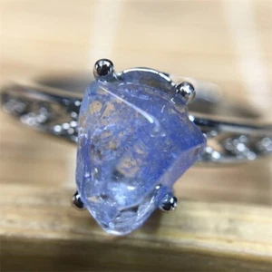 100%Natural Blue Rare Dumortierite Quartz Rutilated Adjustable Ring - Picture 1 of 4
