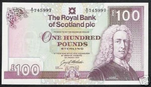 SCOTLAND 100 POUNDS P-350 1994 BALMORAL CASTLE UNC RARE SCOTTISH MONEY BANK NOTE - Picture 1 of 3