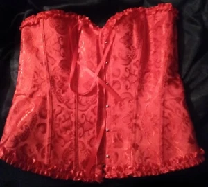 CORSÉ TALLA 10 L CON LIGAS ROJO TANGA 39" LAZOS ENCAJE LONGLINE MODELADOR BUSTIER NUEVO - Imagen 1 de 2