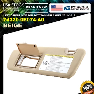 Durable Sun Visor Left Beige LH 74320-0E074-A0 Fit For 14-19 Toyota Highlander - Picture 1 of 11