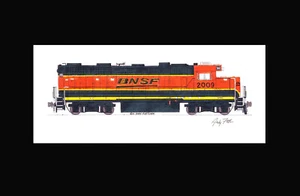 BNSF GP38-2 #2009 11"x17" impresión mate firmada por Andy Fletcher - Imagen 1 de 1
