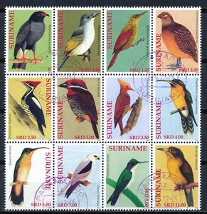 REPUBLIEK SURINAME 2012 GESTEMPELD - VOGELS in BLOK VAN 12 ZEGELS 1888 - Imagen 1 de 1