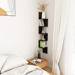 Estante de esquina de pared moderno montado en la pared unidad de estante de almacenamiento madera de ingeniería vidaXL - Imagen 1 de 43