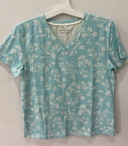 T-shirt donna Belle By Kim Gravel taglia L scollo a V manica corta stampa blu cielo - Foto 1 di 4
