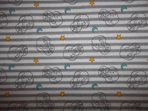 Handmade Cotton fitted crib sheet/Gray White Stripes/Elephants - Picture 1 of 2