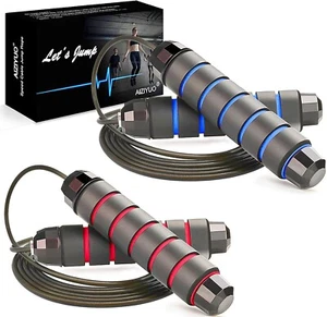 Jump Rope, Ball Bearings Tangle-Free Rapid Speed Cable Skipping Rope 2 Pack - Picture 1 of 16