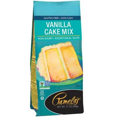Mezcla de pastel de vainilla Pamelas sin gluten no lácteos no transgénicos - 21 oz - Paquete de 2 Foto 1 de 3