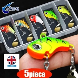 5pcs + Box Heavy Metal VIB Fishing Lure Hard Artificial Bait 14g 3.5cm 3D Eyes - Picture 1 of 5