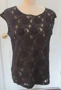 Top Eddie Bauer de encaje transparente sin mangas gris oscuro talla L - Imagen 1 de 4