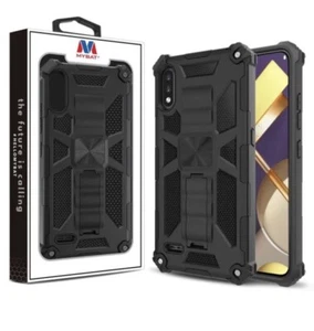 MyBat Sturdy Hybrid Case Cover (with Stand) Black / Black for LG K22 5G - Picture 1 of 1