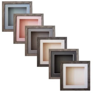 3D 4"x4"-10"x10"Grey Woodgrain Picture frame Baby Cast Lego 1.75"/45mm Deep Box - Picture 1 of 16