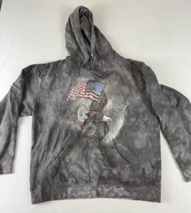 The Mountain Men's USA Eagle American Flag Hoodie Sweatshirt Gray Extra Large - Picture 1 of 9