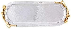 Elegance Golden Vine Hammered Stainless Steel Oval Tray, 15.25 by 5.75-Inch, - Picture 1 of 2
