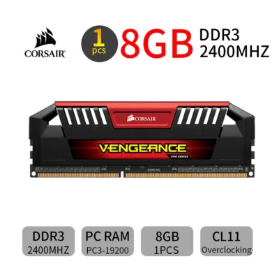 Corsair VENGEANCE Pro 8GB DDR3 OC 2400MHz PC3-19200U Desktop Gaming Memory Red - Image 1 of 4