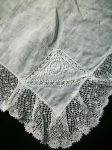 Vintage Embroidery Handkerchief White Emb Lace Edge Hankie Bridal Hankie 1163 - Picture 1 of 12