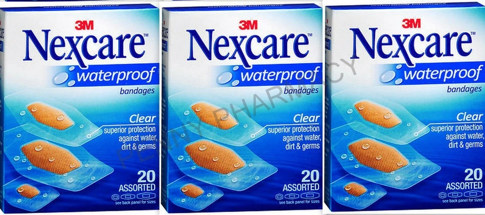 Vendajes Nexcare TRANSPARENTE IMPERMEABLE Tallas Surtidas 20ct (paquete de 3) Foto 1 de 1