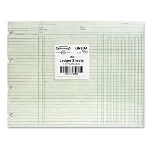 Wilson Jones Regular Ledger Sheets - 9.25" X 11.87" Sheet Size - Green - 100 / - Picture 1 of 2