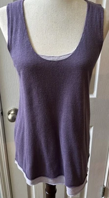 J.Jill Sleeveless Tank Sweater Purple/Lavender Layered Linen Blend Knit Tunic - Image 1 of 4