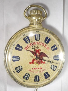 Vintage 1960s Budweiser Beer Lighted Grandfather Watch Wall Clock Sign Works - Picture 1 of 8
