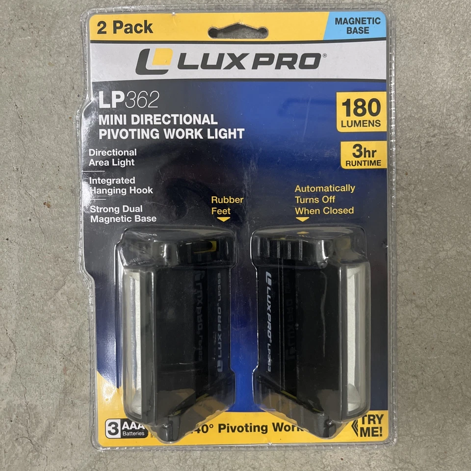 Luxpro LP363 180 Lumen Broadbeam LED Portable Magnetic Area Work Light