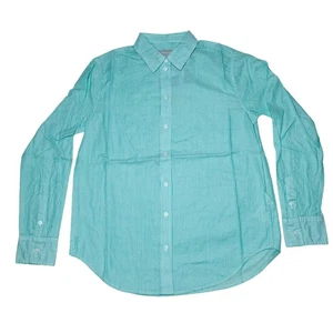 Everlane Silky Cotton Relaxed Shirt Size 0 Jade White Stripe Button Front - Picture 1 of 6