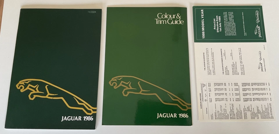 JAGUAR DAIMLER 1986 ORIGINAL PRESTIGE SALES BROCHURE Price List Colour And Trim - Image 1 of 1