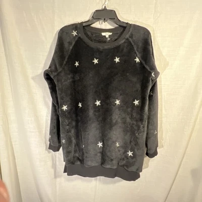 Sudadera Larga Caballete Los Angeles Terciopelo Negro Con Estrellas Plateadas Talla S Para Mujer Foto 1 de 4