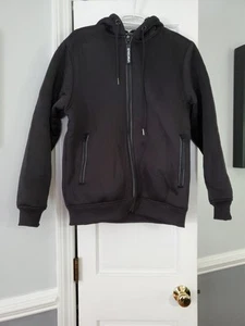 Speedrun schwarz Sherpa gefüttert Kapuze Reißverschluss vorne Sweatshirt Herren Größe M neu mit Etikett - Bild 1 von 15