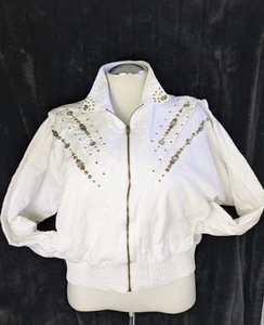 Giacca jeans vintage Rockability strass anni 80 glam country taglia S/M - Foto 1 di 13