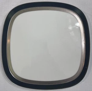 Sango Quadrille Black Satin 7017 Salad Plate White Square Black Silver Lip Edge - Picture 1 of 2