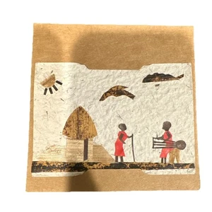 Art Card on Handmade Paper from Tanzania, Africa w/ Proverb, Unknown Artist - Picture 1 of 5