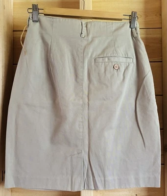 Винтажный Esprit хаки юбка высокая талия мини 100% хлопок сафари карандаш натуральный желтовато-коричневый - Изображение 1 из 4