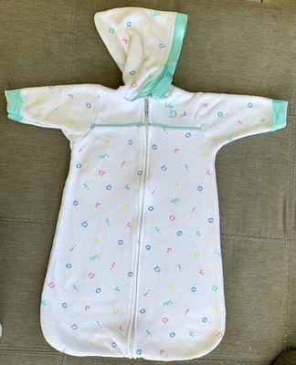 Vintage Baby Dior Christian Dior Terry Cloth Hooded Sleep Sack Bunting Satin - Image 1 of 4