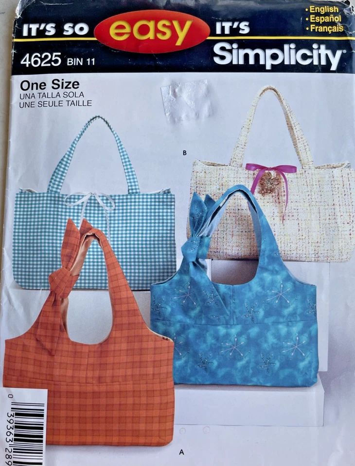 Sewing Pattern #4625 Bag Design Two Styles One Size Factory Fold - Image 1 of 4