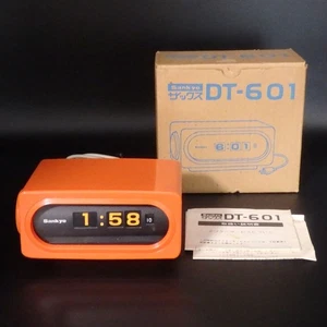 SANKYO Flip Flap Clock DT-601 Orange Vintage Mint New MADE IN JAPAN - Picture 1 of 5